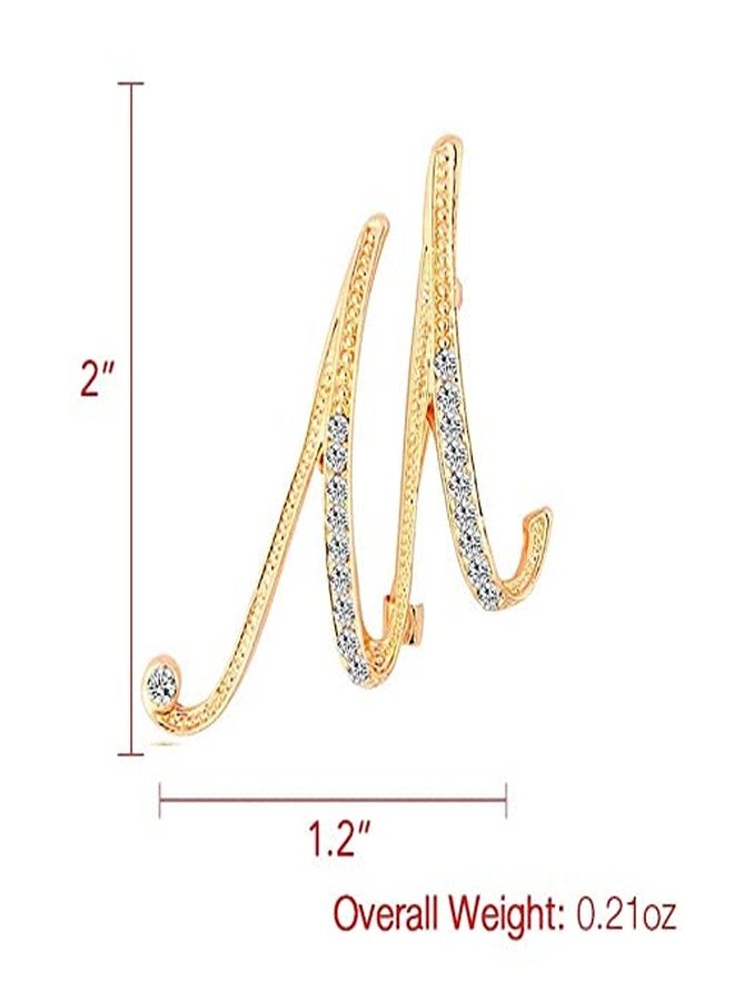 DSADKI A-Z Initial Pins 26 Letters Pins Gold Plated Metal Brooches - Clear Crystal Rhinestone Brooch Breastpin for Women (M) - Image 2